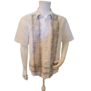 The Havanera Shirt Men’s Palm Tree Cuban Button Shirt Size L